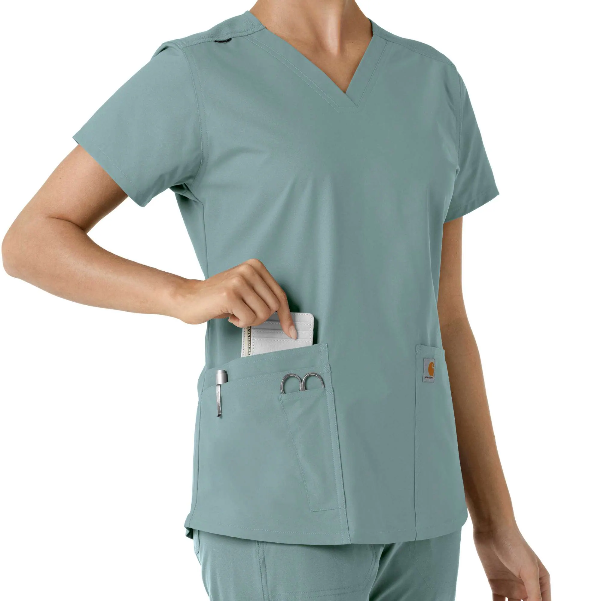 Women's Force Essentials V-Neck Knit Panel Scrub Top