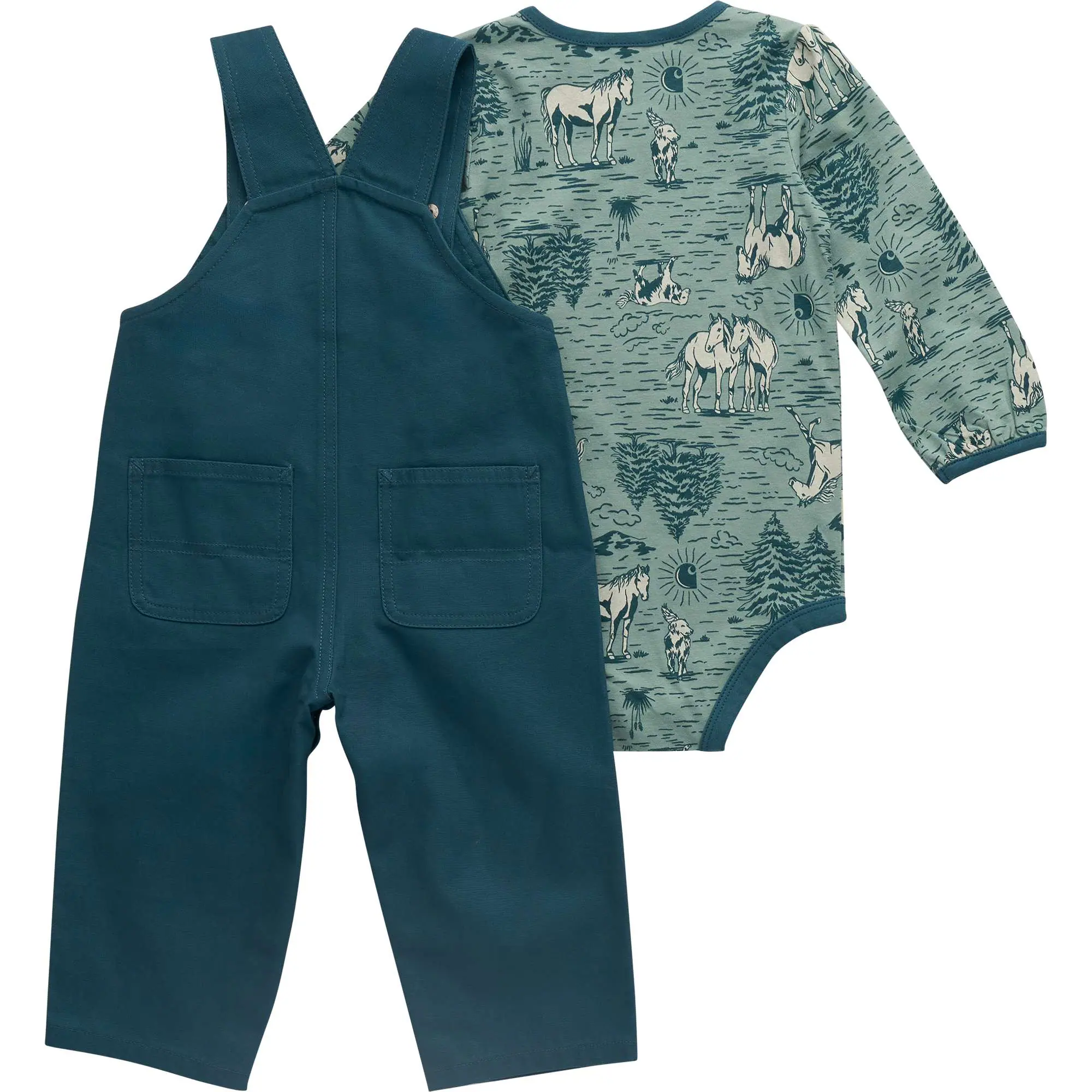 Girls' 2-Piece Long Sleeve Bodysuit & Canvas Overall Set (Baby)