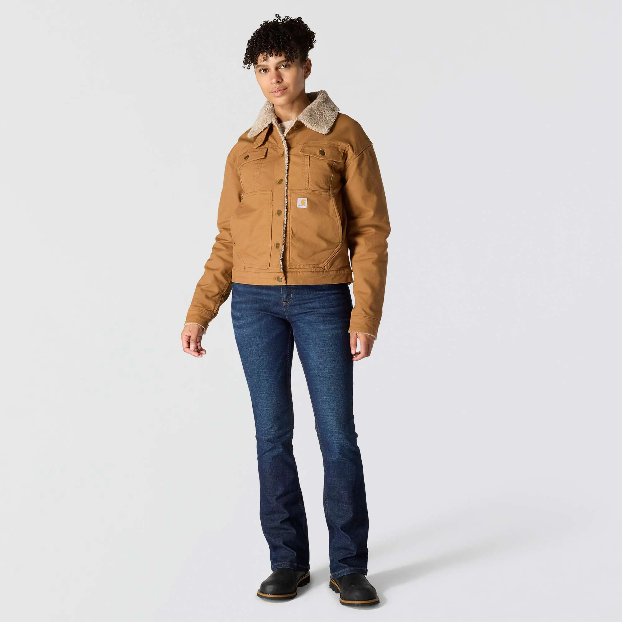 Women's Rugged Flex® Loose Fit Canvas Sherpa-Lined Jacket - 2 Warmer Rating