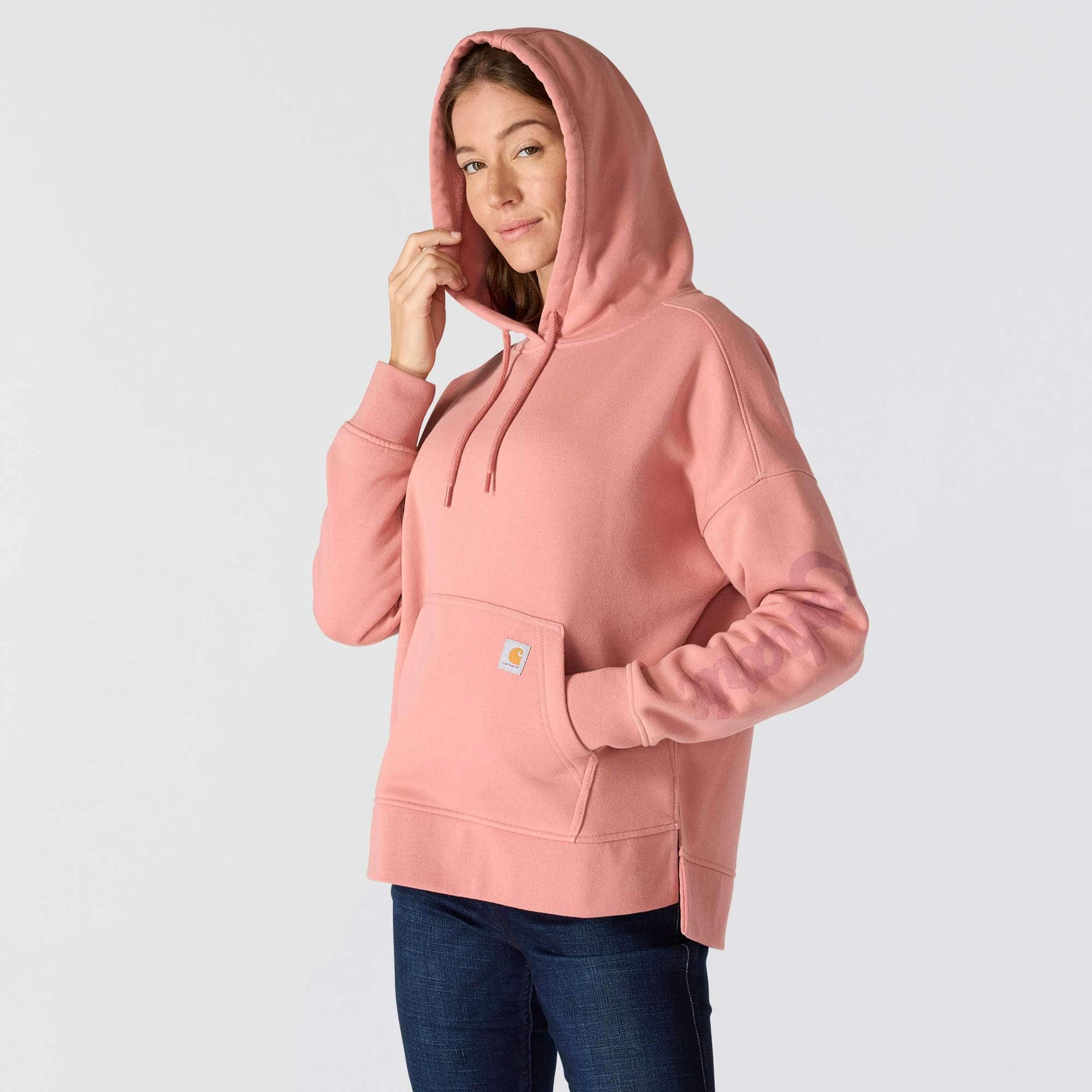 Women's Oversized-Fit Midweight Hooded Heart Graphic Sweatshirt