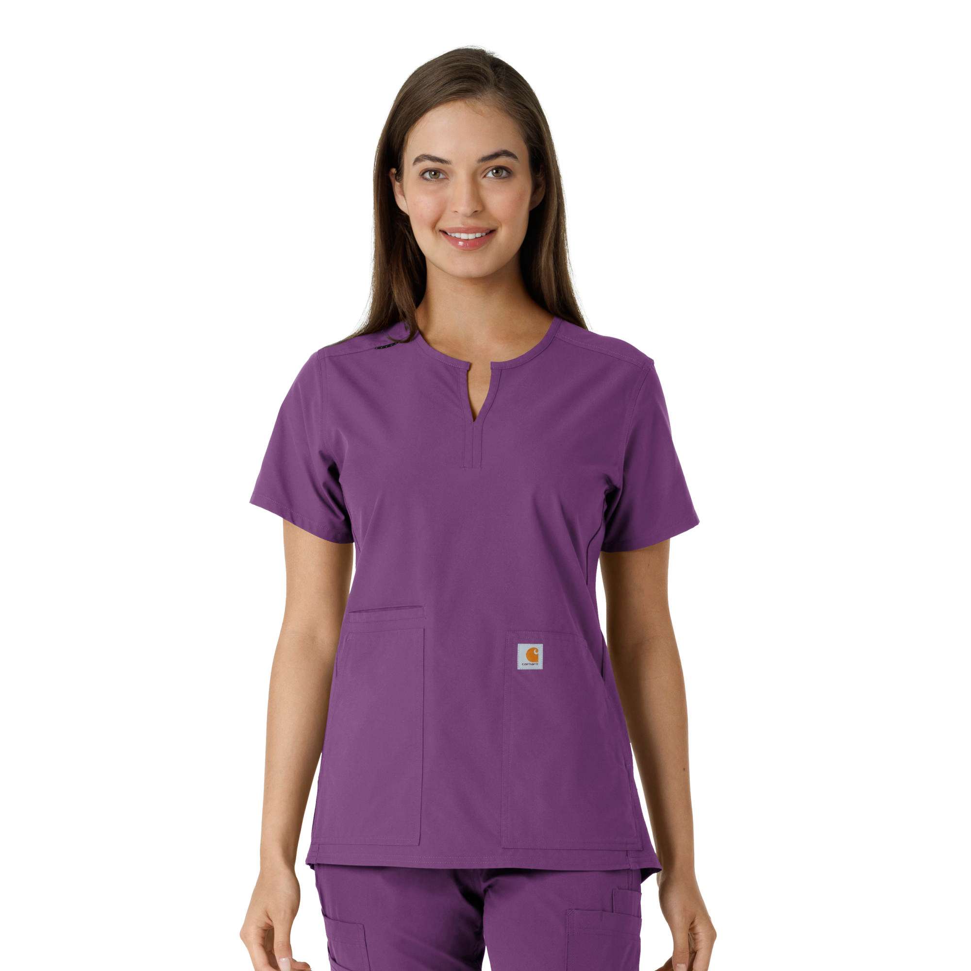 Women's Force Essentials Notch Neck Tunic Knit Panel Scrub Top