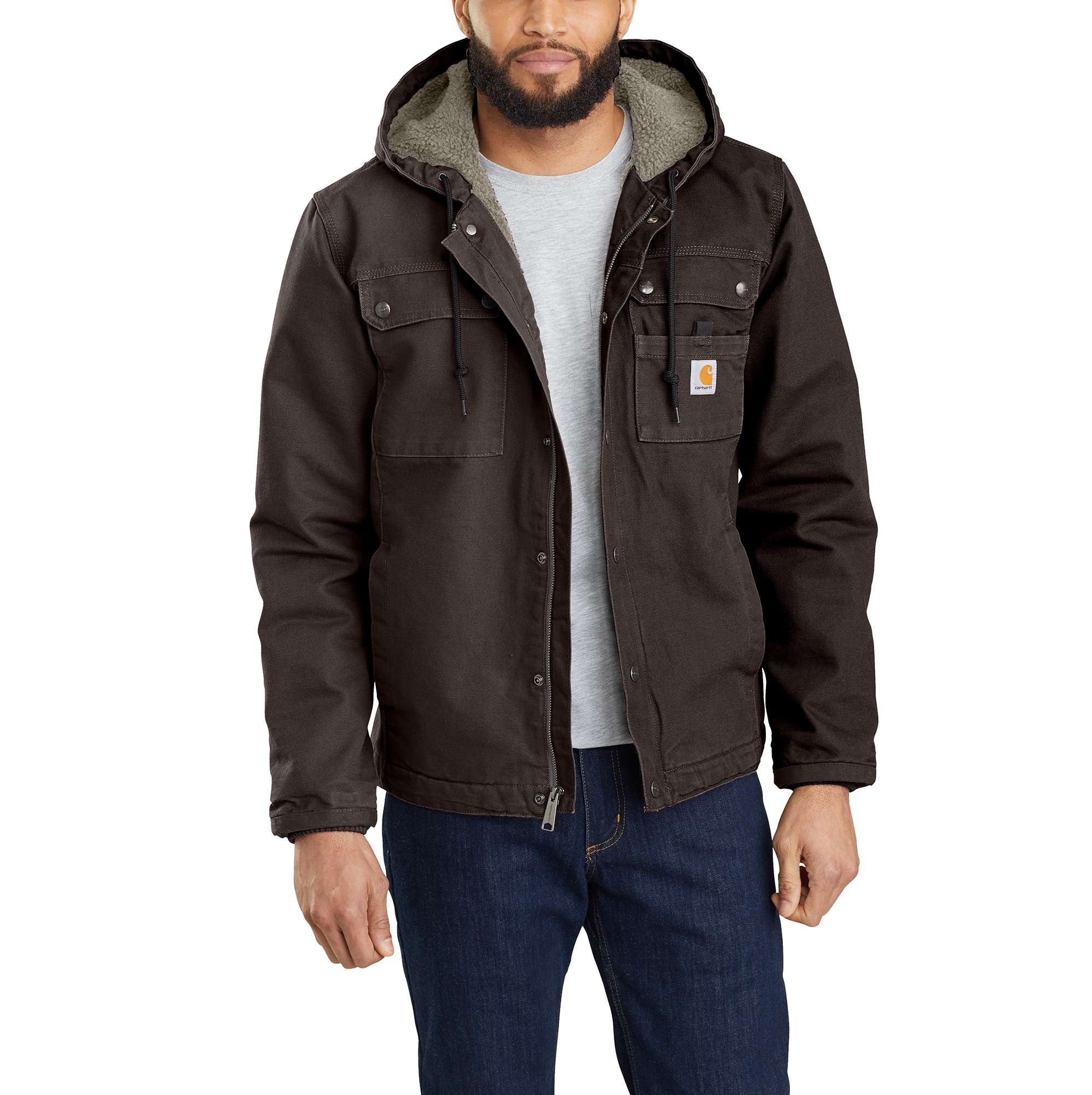 Men's Sherpa-Lined Utility Jacket - Relaxed Fit - Washed Duck