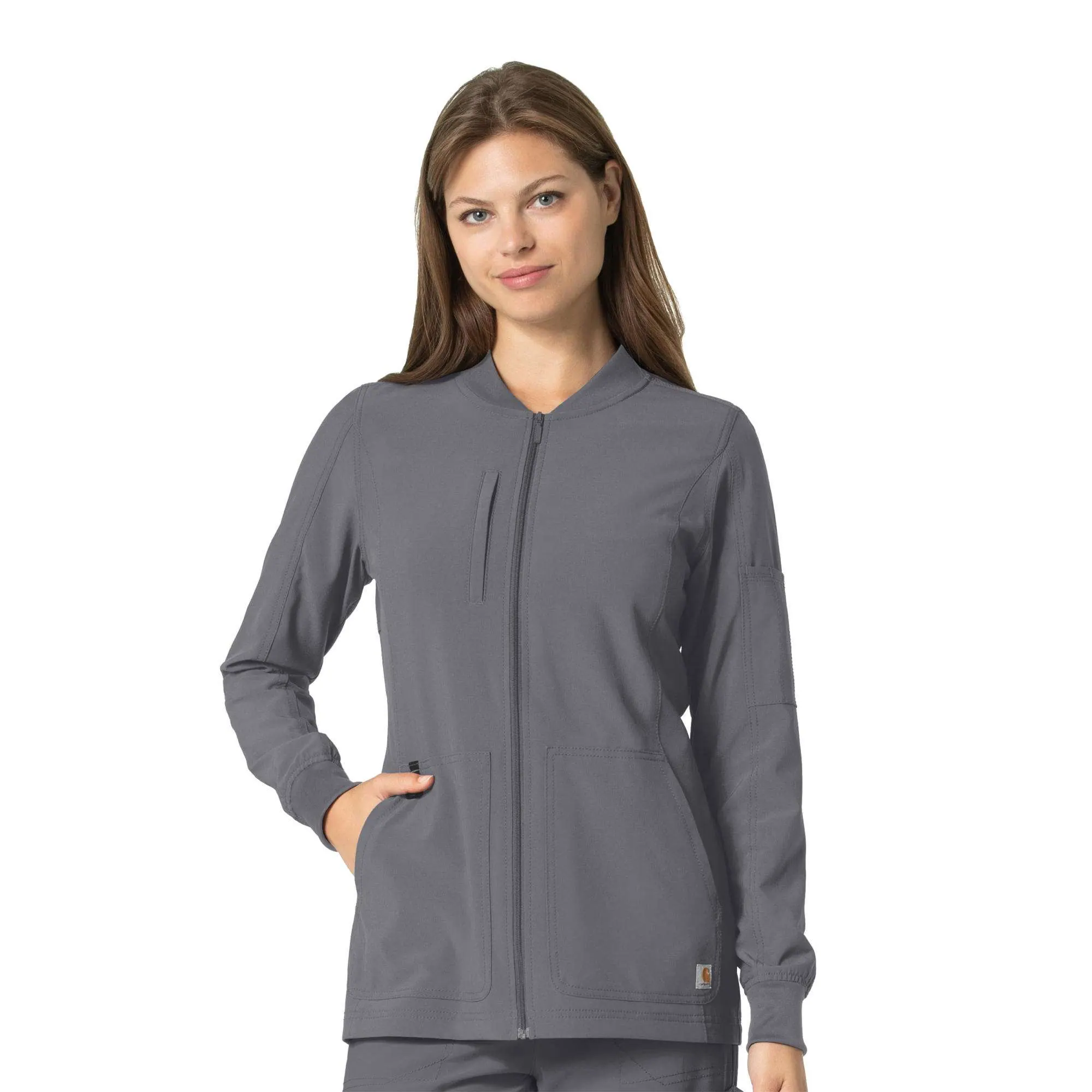 Women's Carhartt Force® Women's Force Cross-Flex Zip-Front Utility Scrub Jacket