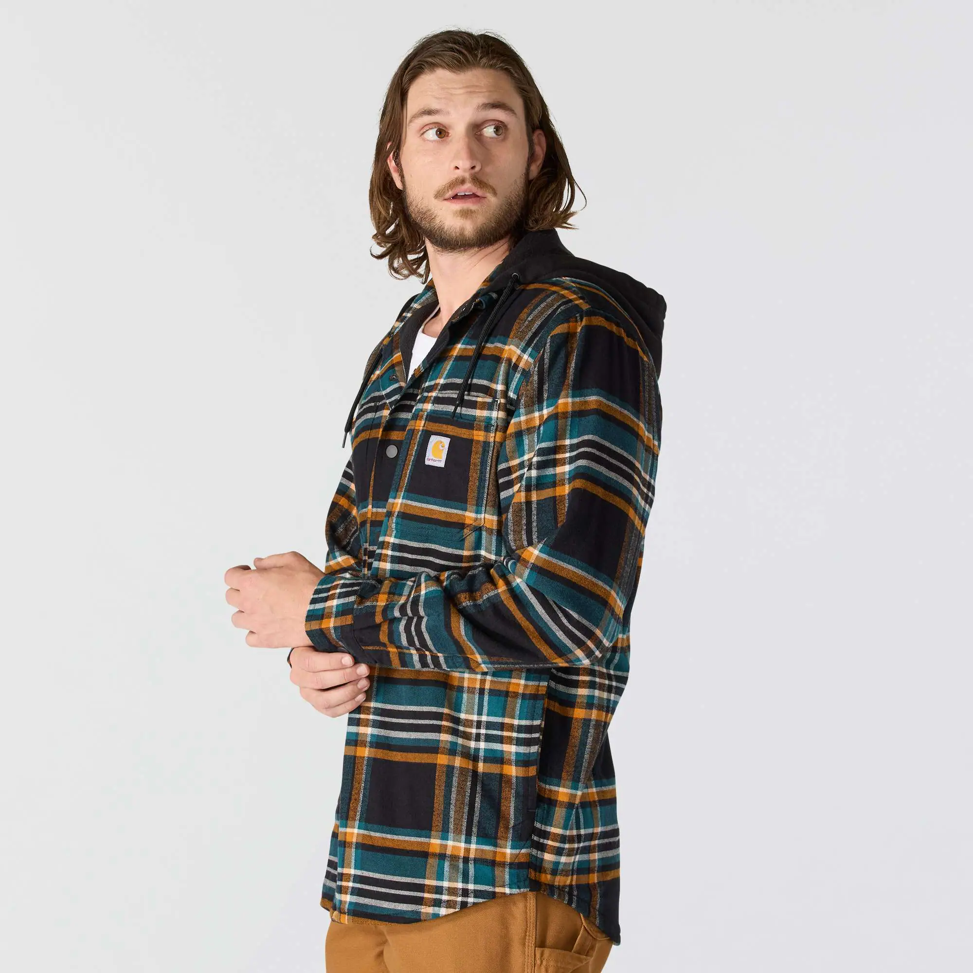 Rugged Flex® Relaxed Fit Flannel Fleece Lined Hooded Shirt Jac