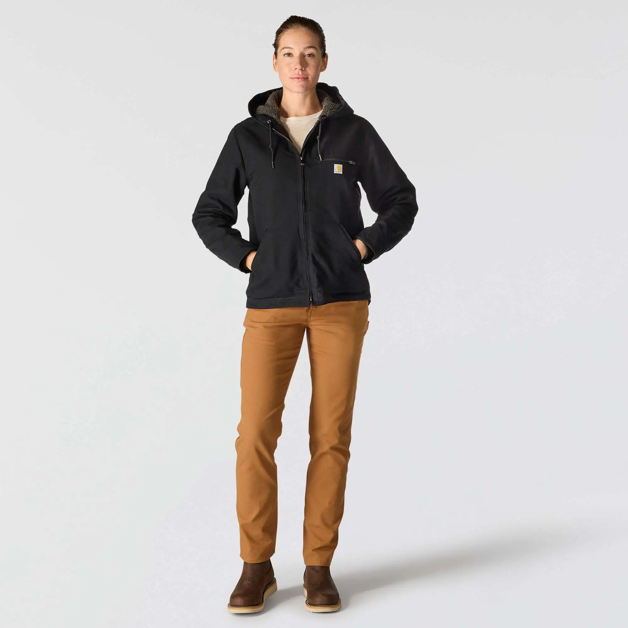 Women's Sherpa Lined Jacket - Loose Fit - Washed Duck - 3 Warmest Rating