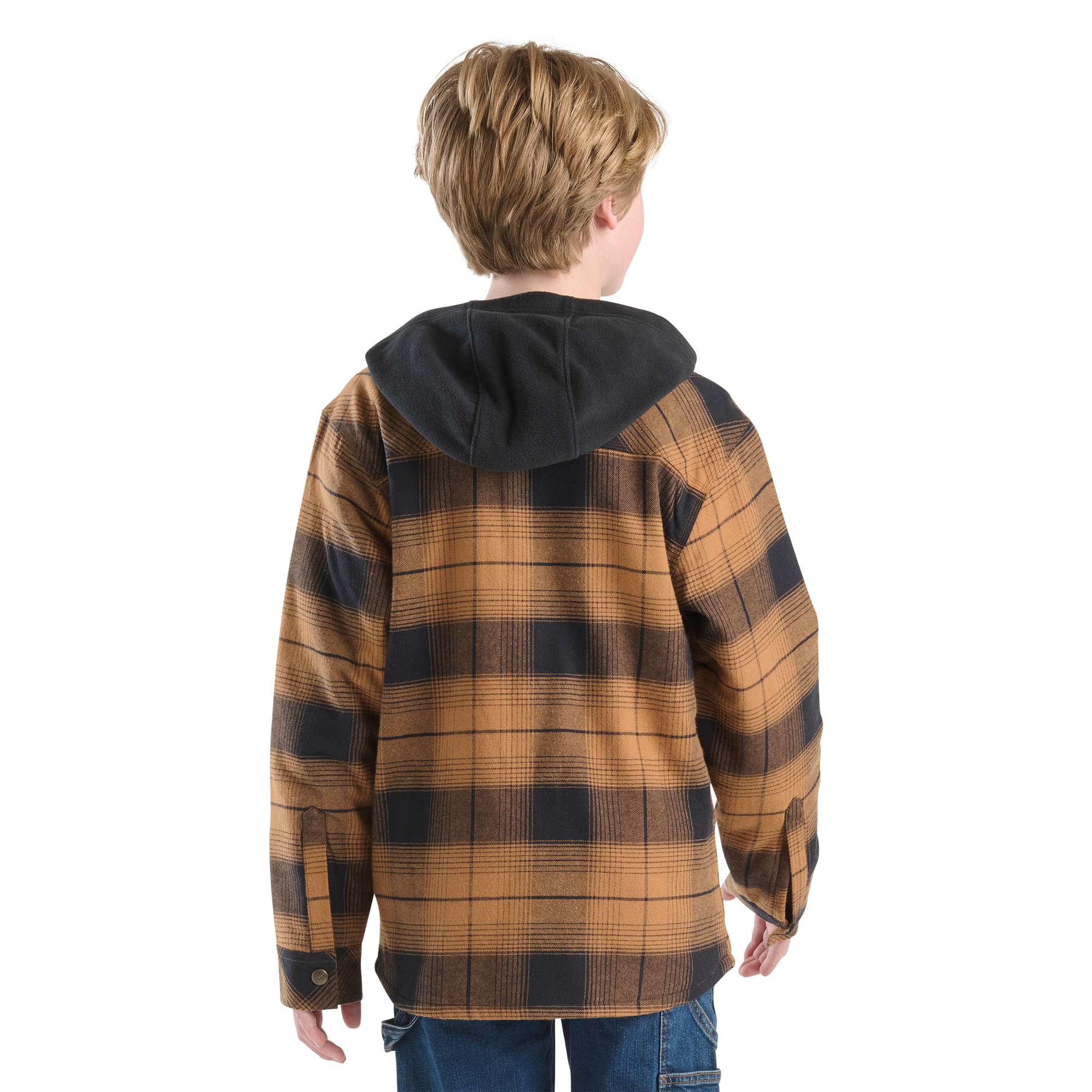 Boys' Long Sleeve Flannel Snap-Front Hooded Shirt Jac (Child/Youth)