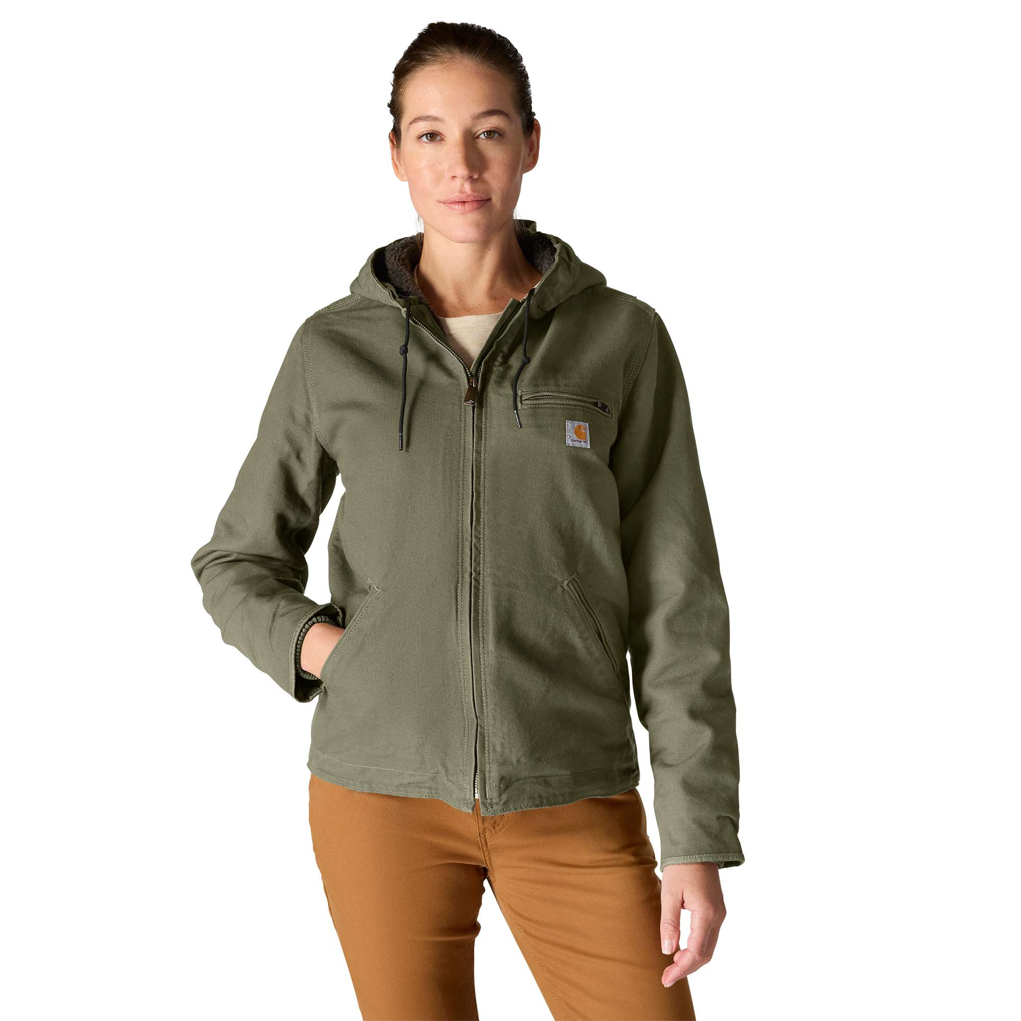 Women's Sherpa Lined Jacket - Loose Fit - Washed Duck - 3 Warmest Rating