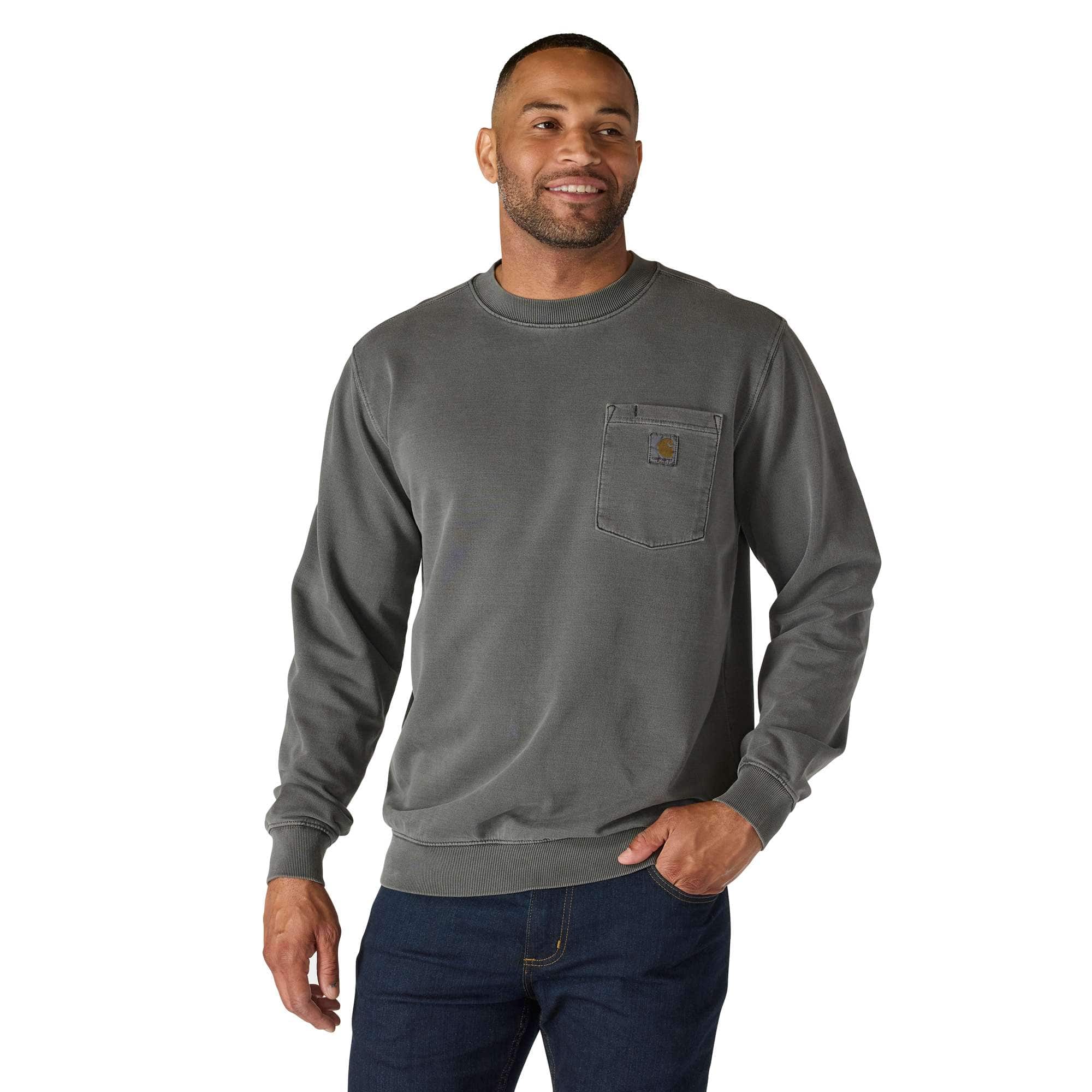 Relaxed Fit Midweight Garment Dye French Terry Crewneck Pocket Sweatshirt