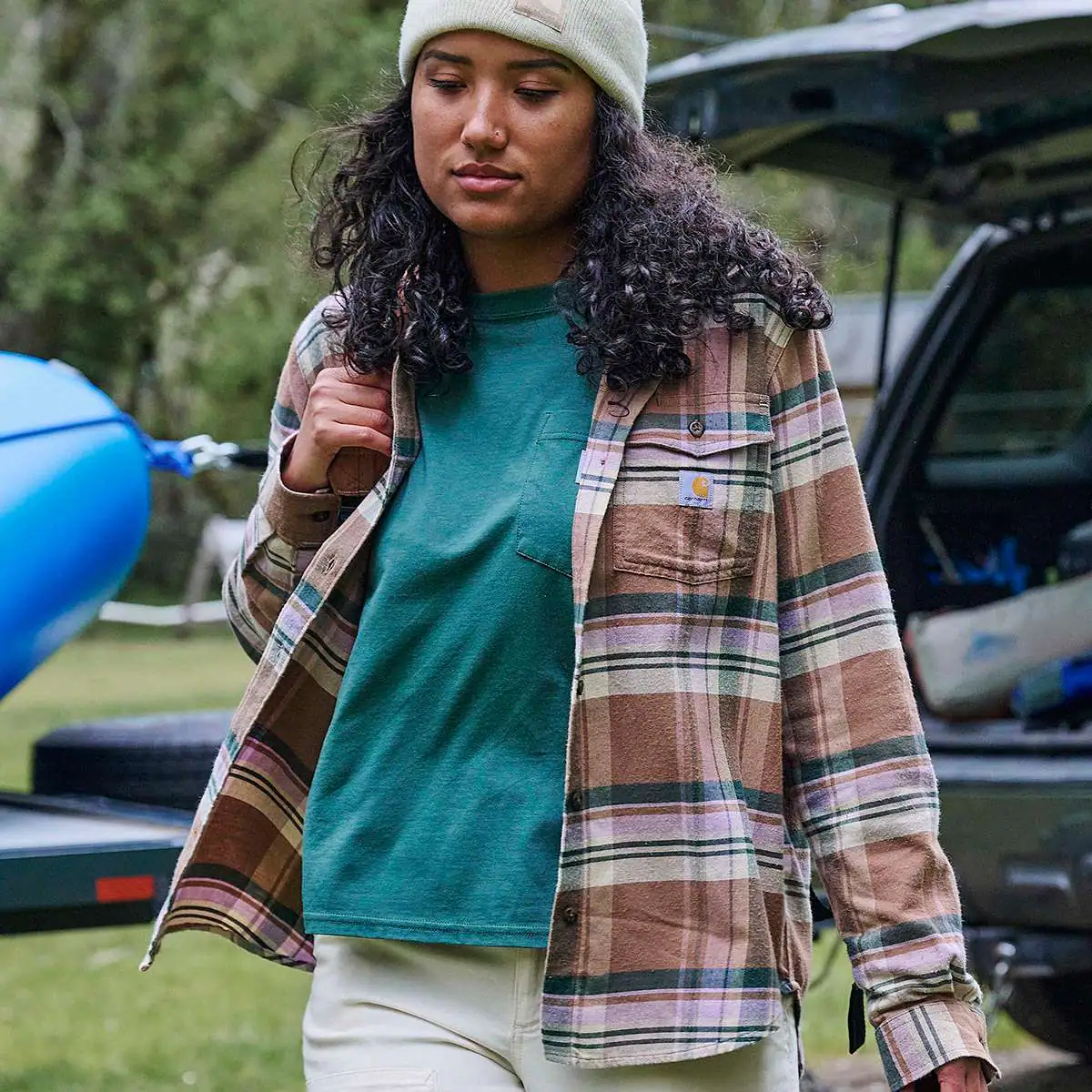 Women's TENCEL™ Fiber Series Relaxed Fit Long-Sleeve Flannel Shirt