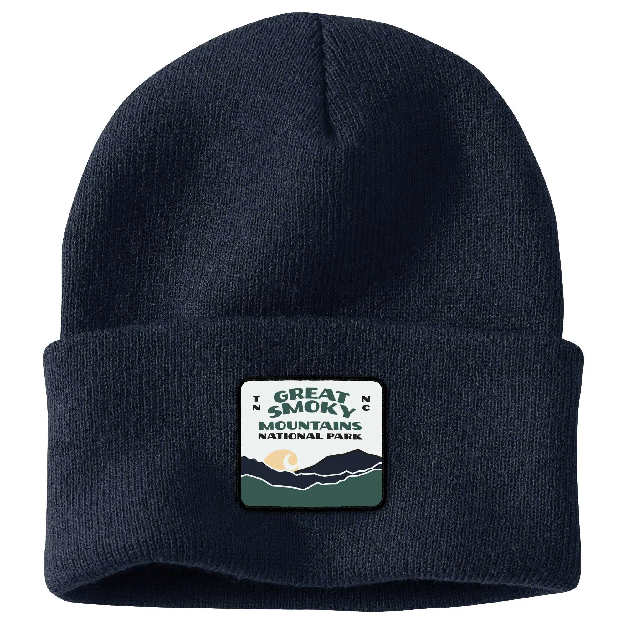 Knit Cuffed Smoky Mountain National Park Patch Beanie