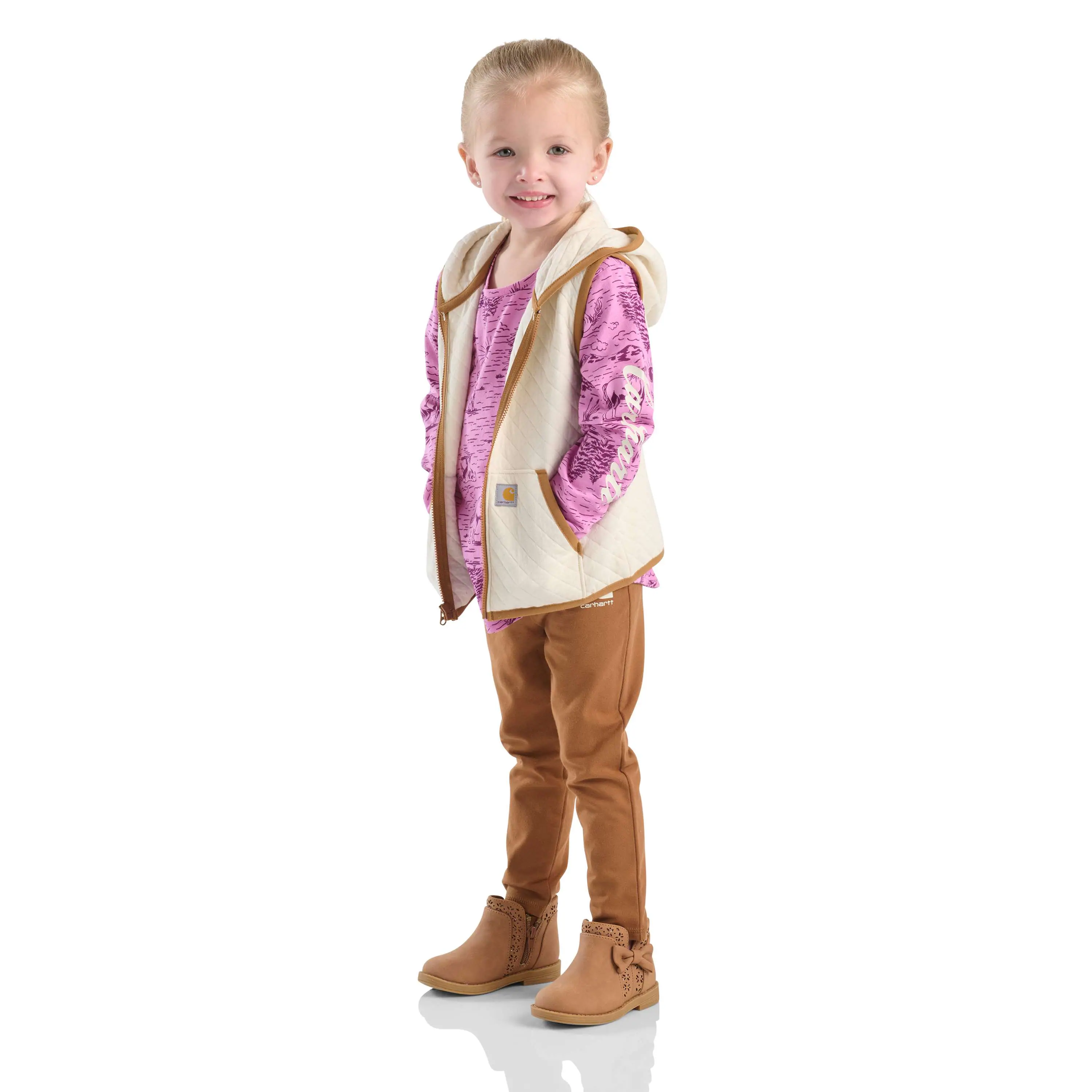 Girls' 3-Piece Vest, Printed T-shirt & Legging set (Toddler)