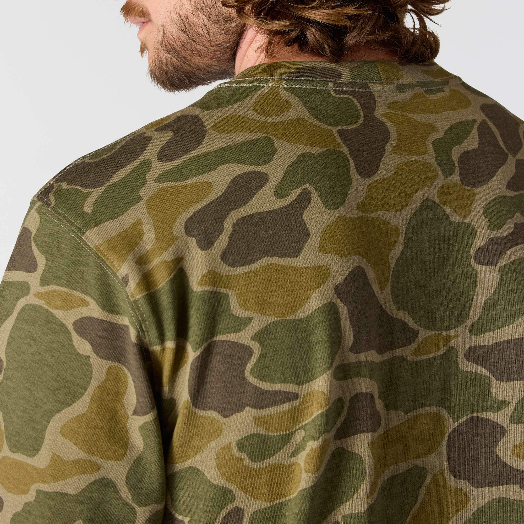 Relaxed Fit Heavyweight Long-Sleeve Pocket Camo Logo Graphic T-Shirt