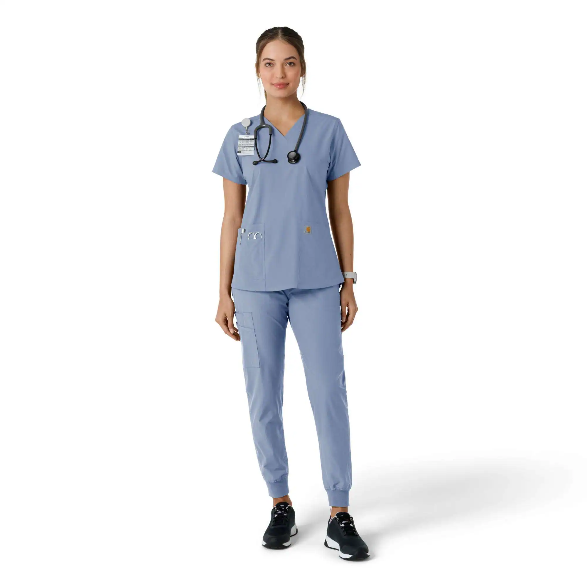 Women's Force Essentials V-Neck Knit Panel Scrub Top