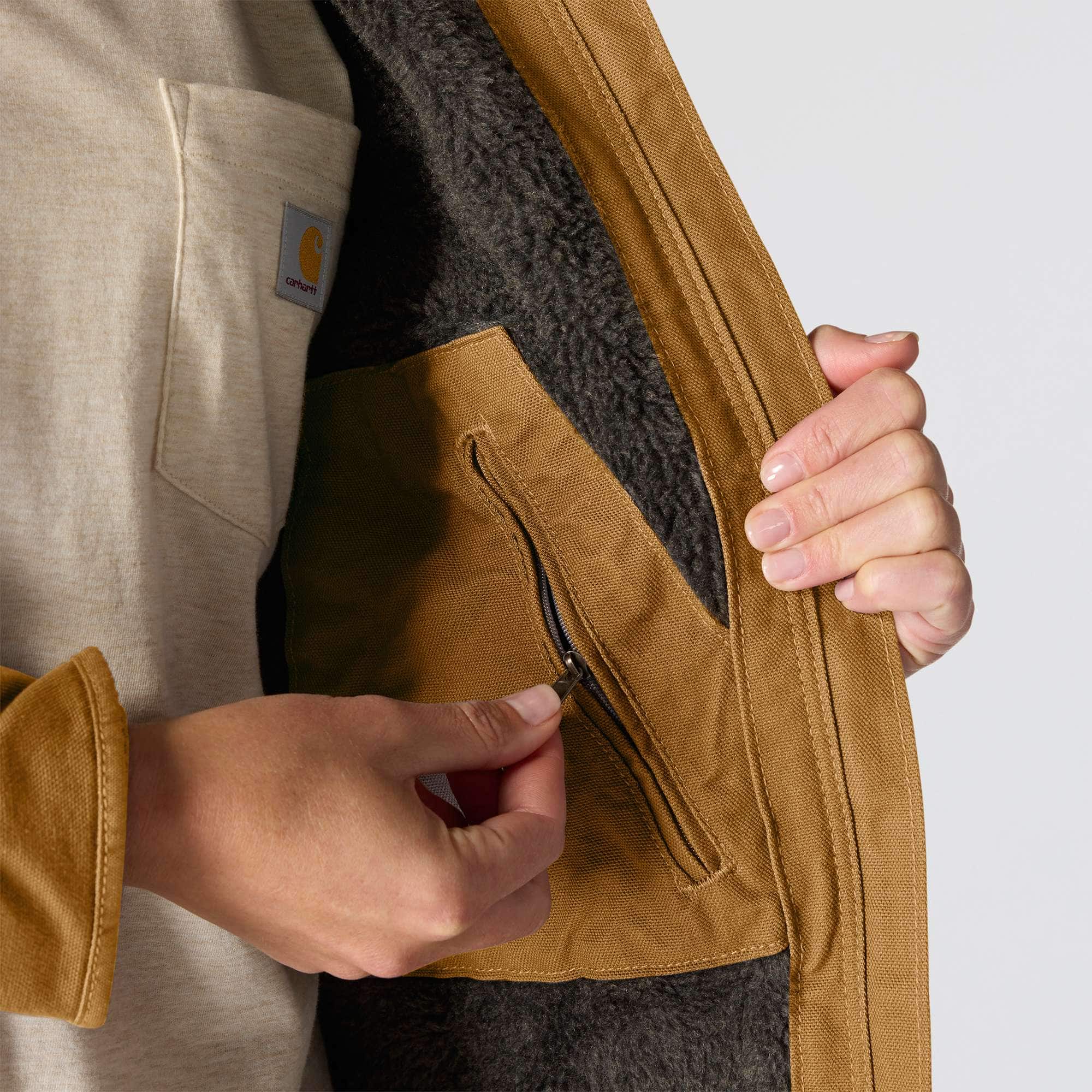 Women's Sherpa Lined Jacket - Loose Fit - Washed Duck - 3 Warmest Rating