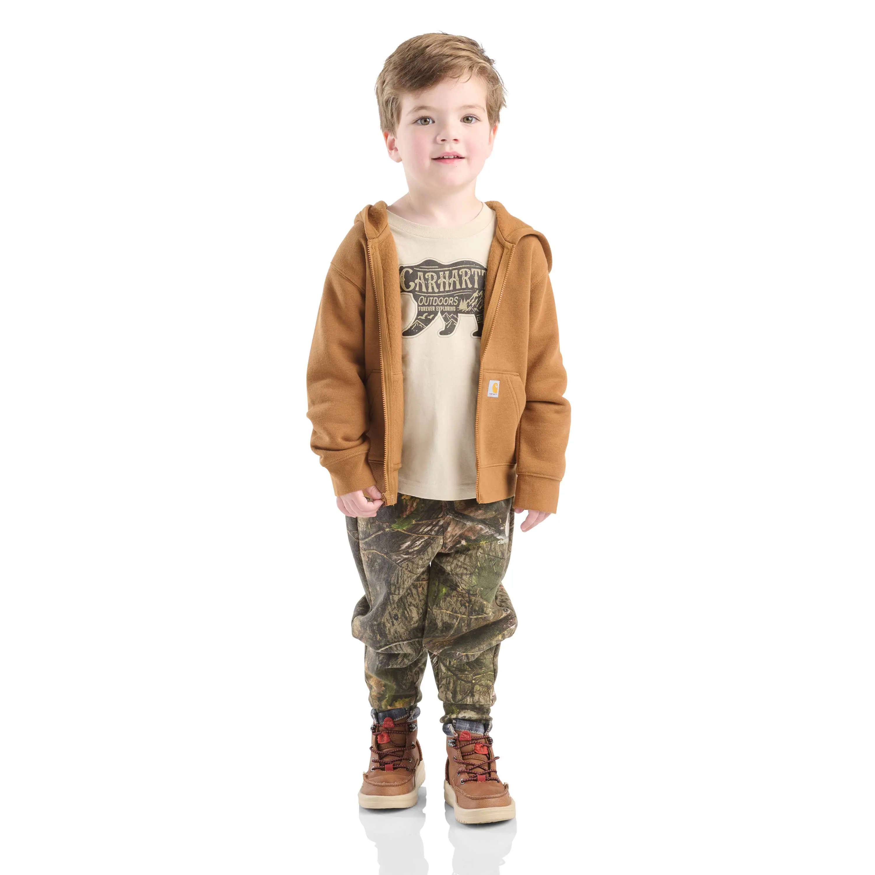Boys' 3-Piece Long Sleeve T-Shirt, Fleece Jacket & Fleece Camo Pant Set (Toddler)