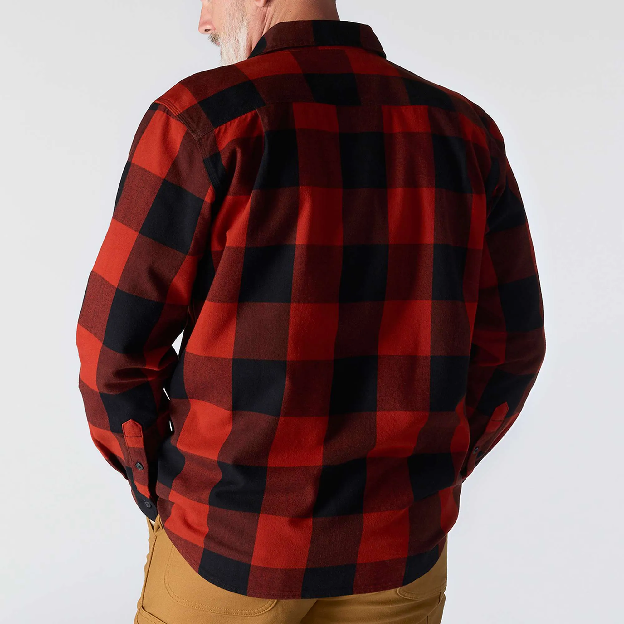 Loose Fit Heavyweight Flannel Long-Sleeve Plaid Shirt