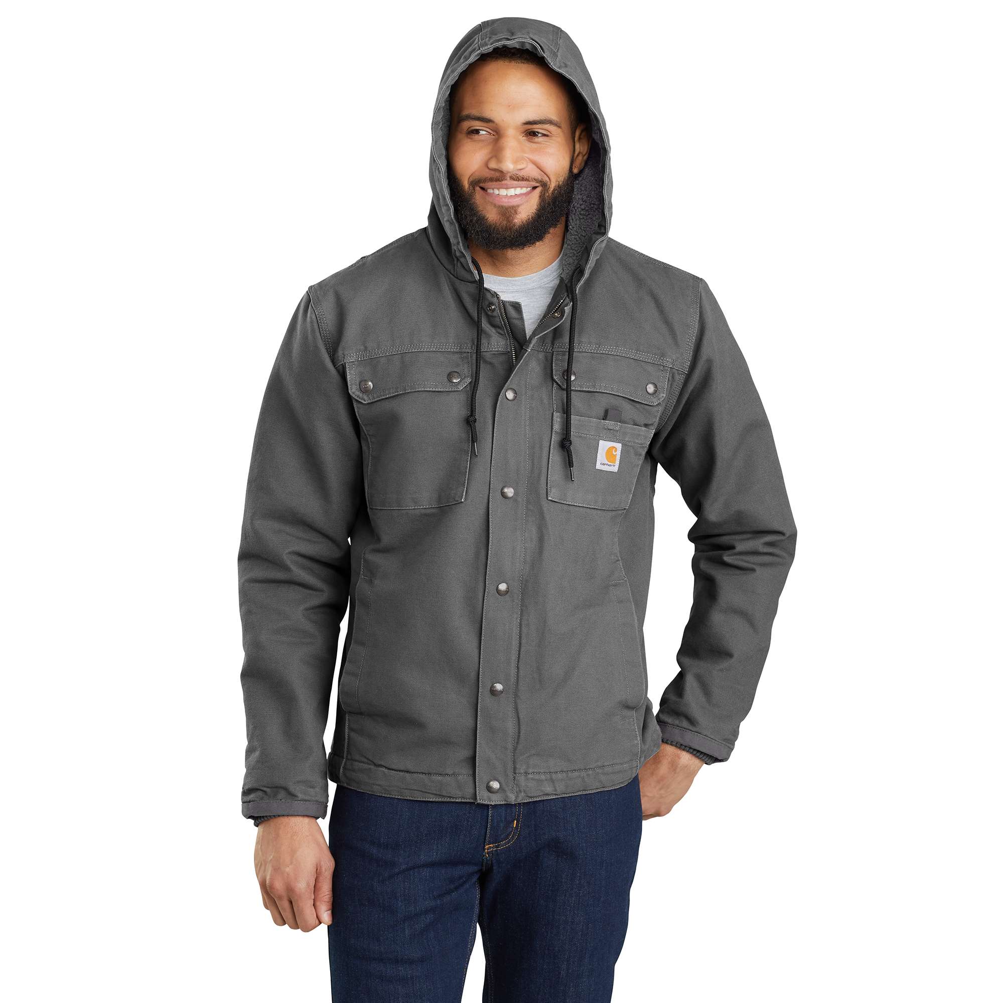 Men's Sherpa-Lined Utility Jacket - Relaxed Fit - Washed Duck