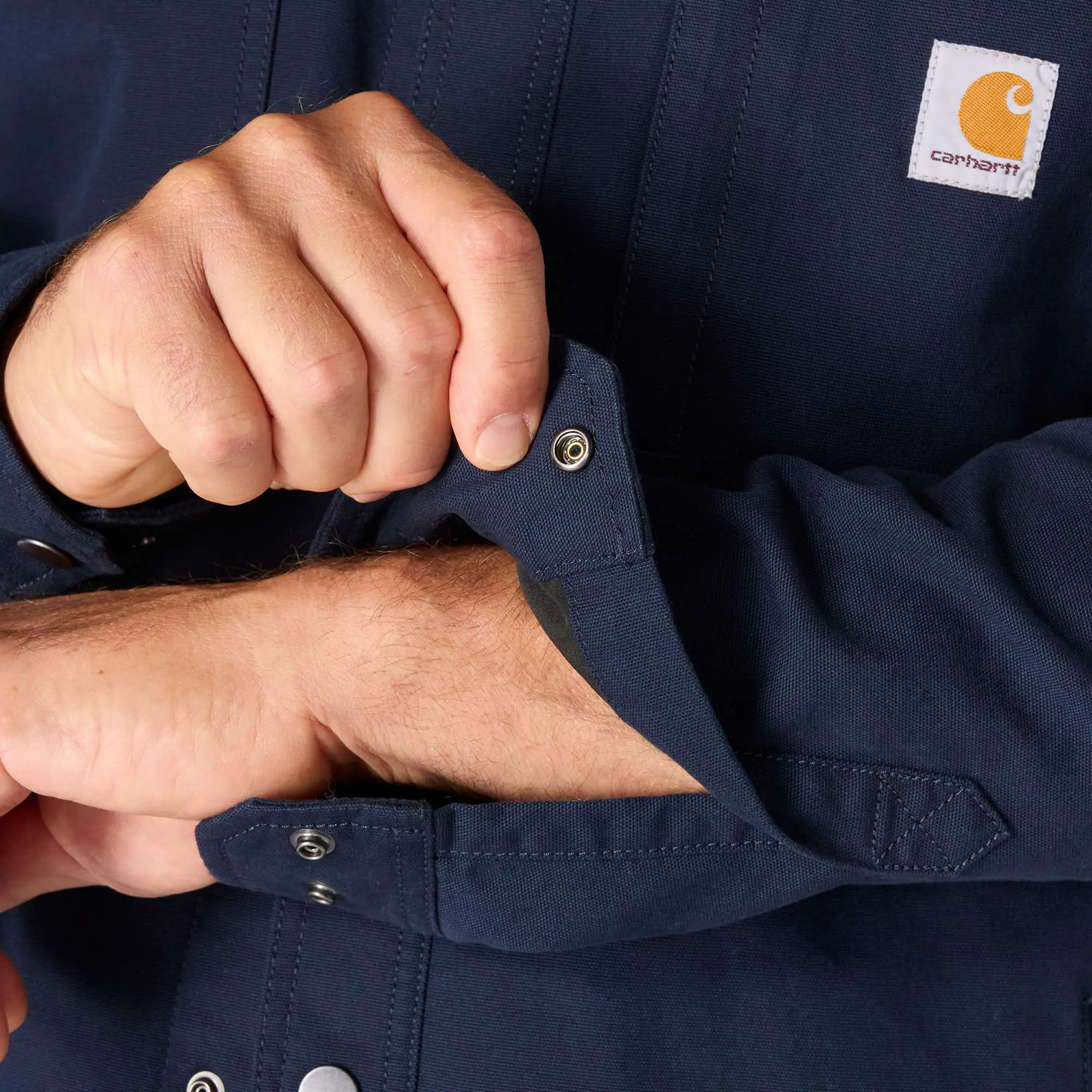 Rugged Flex® Relaxed Fit Canvas Fleece-Lined Snap-Front Shirt Jac