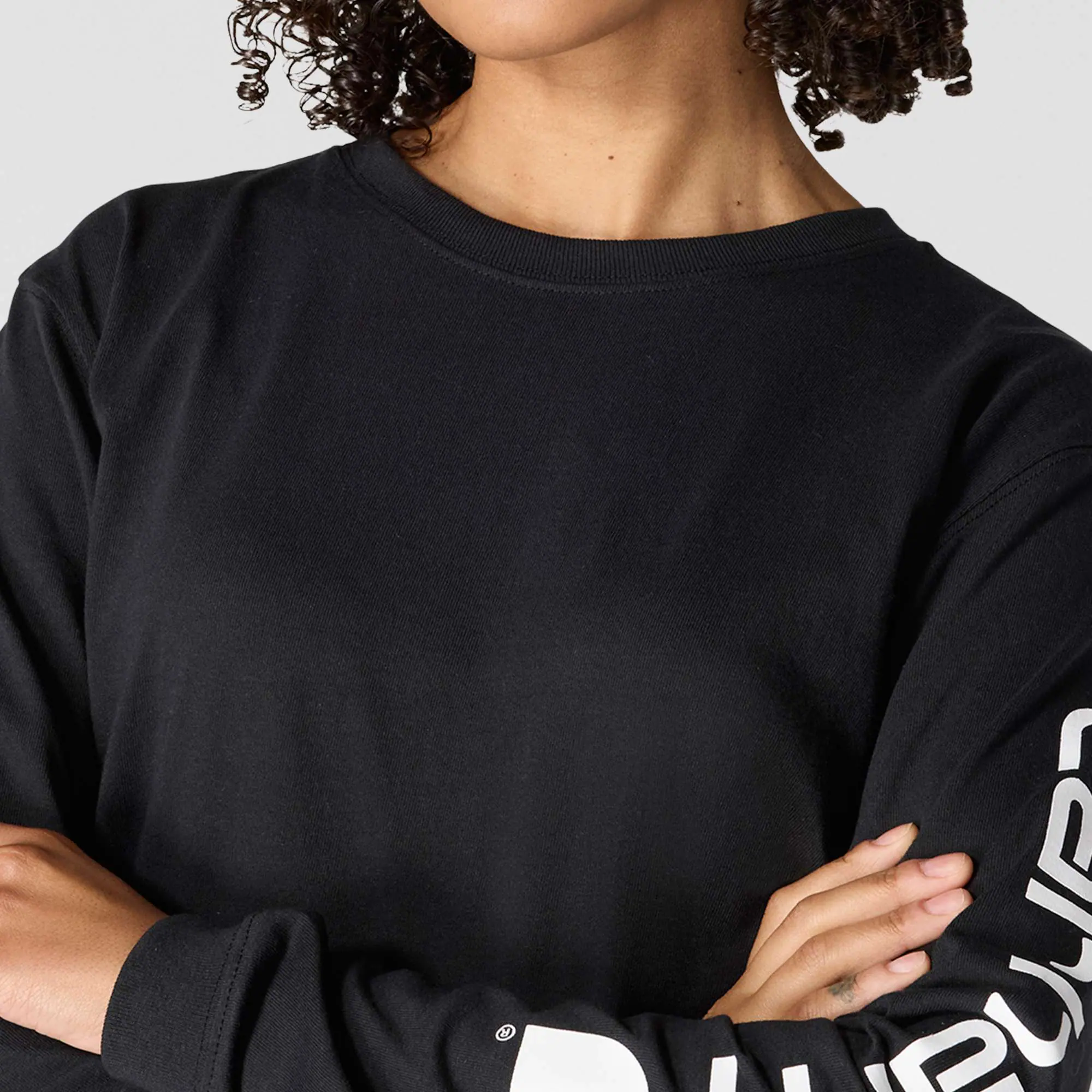 Women's Loose Fit Heavyweight Long-Sleeve Logo Sleeve Graphic T-Shirt