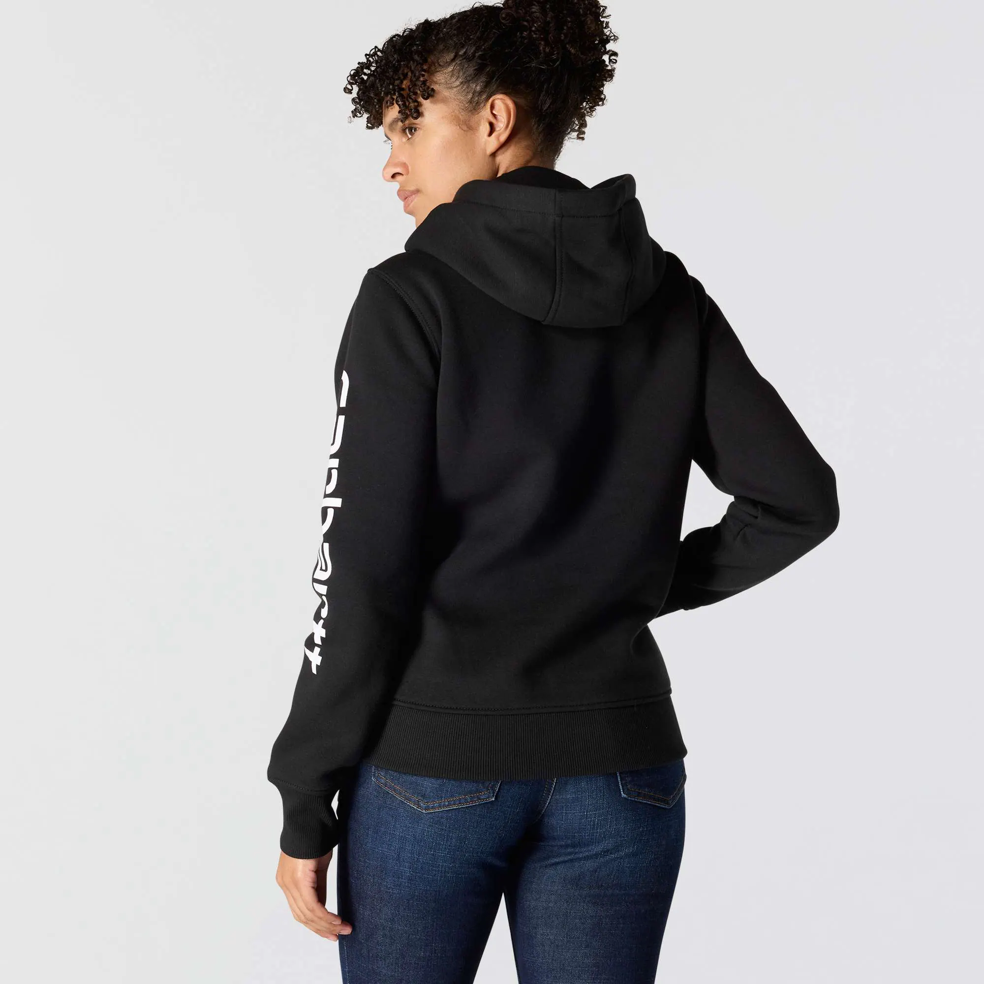 Women's Relaxed Fit Midweight Logo Sleeve Graphic Hoodie
