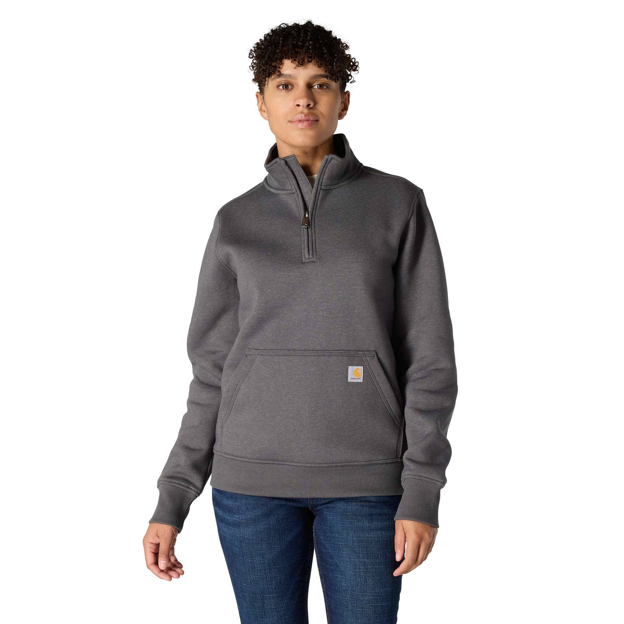 Women's Relaxed Fit Midweight Quarter-Zip Mock-Neck Sweatshirt