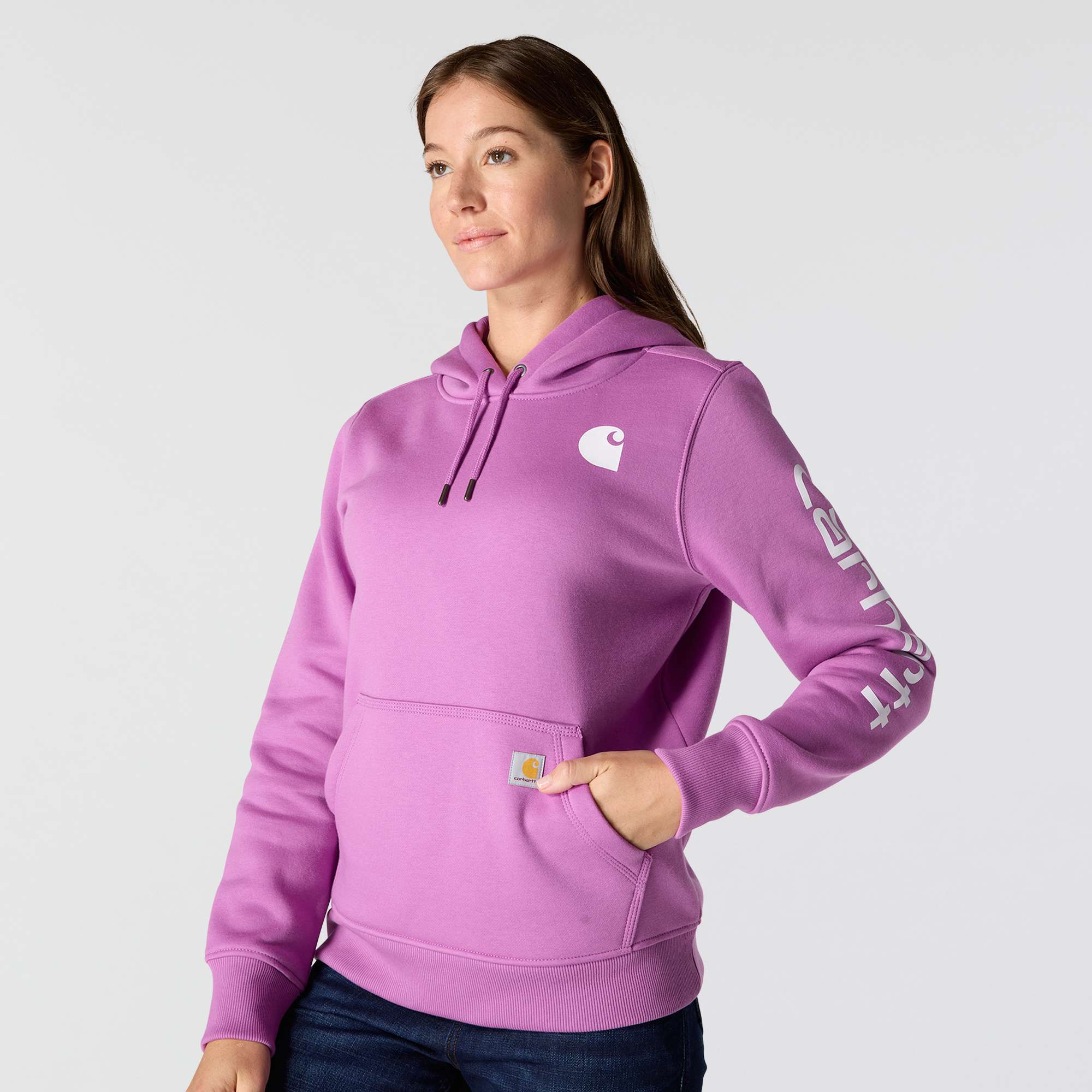 Women's Relaxed Fit Midweight Logo Sleeve Graphic Hoodie
