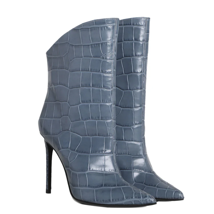 Elise Boots | Petrolio | Croc Style | Woman