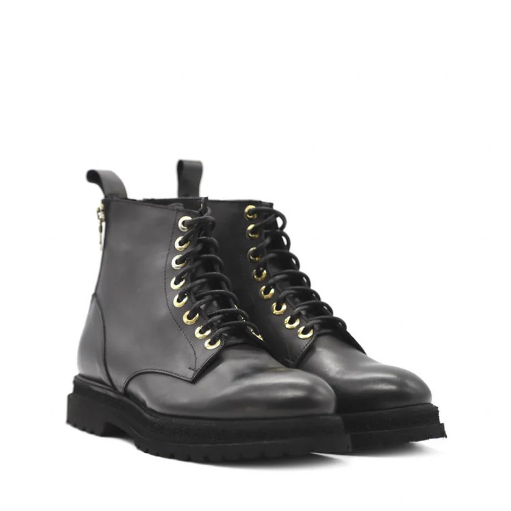 Ankle Boots | Multi-Zip | Black Leather