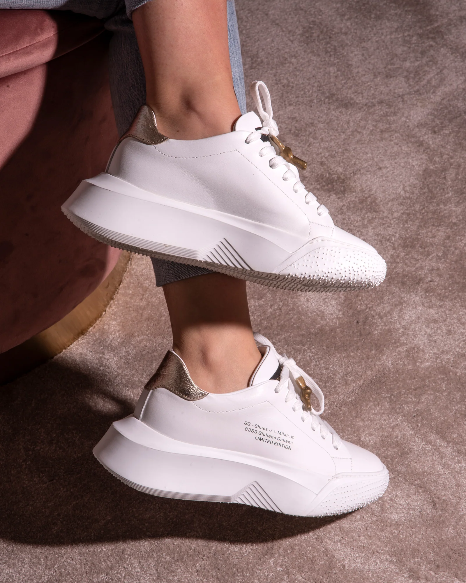 Nemesis Sneakers | Nappa With Gold Trim | Woman