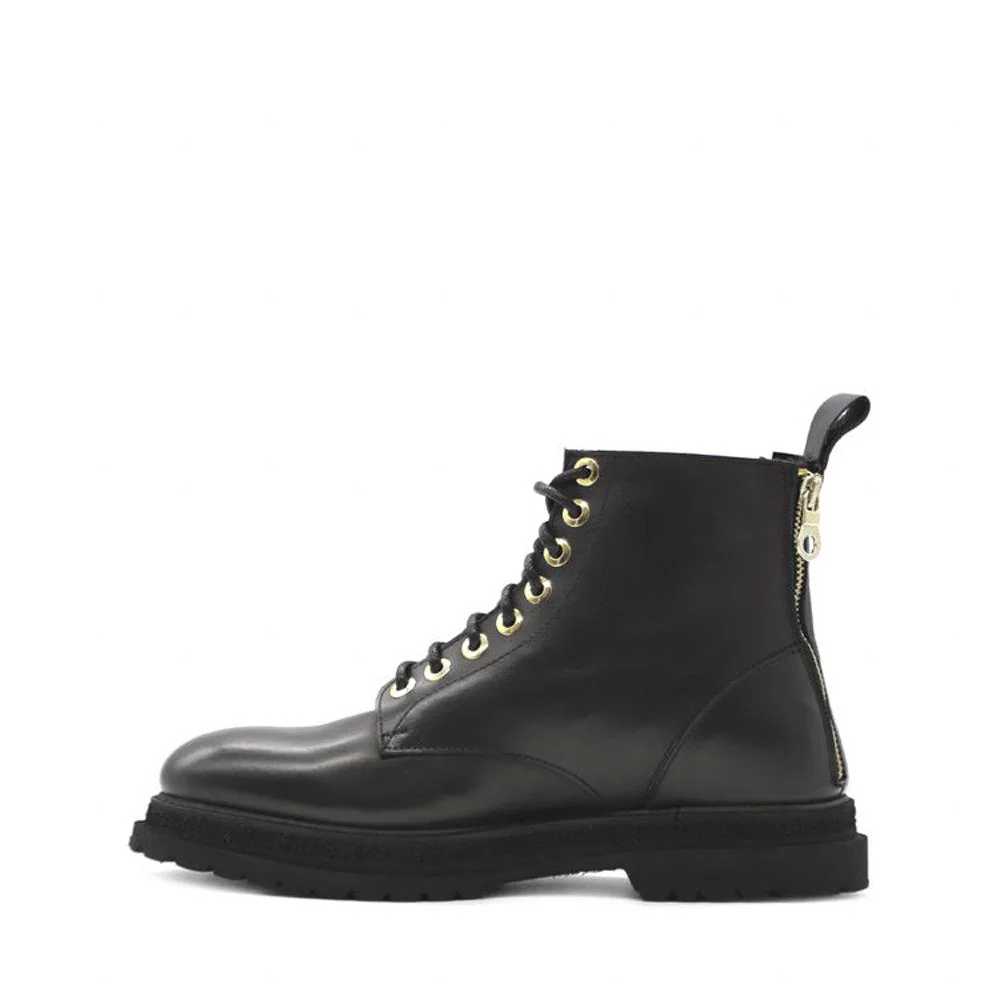 Ankle Boots | Multi-Zip | Black Leather