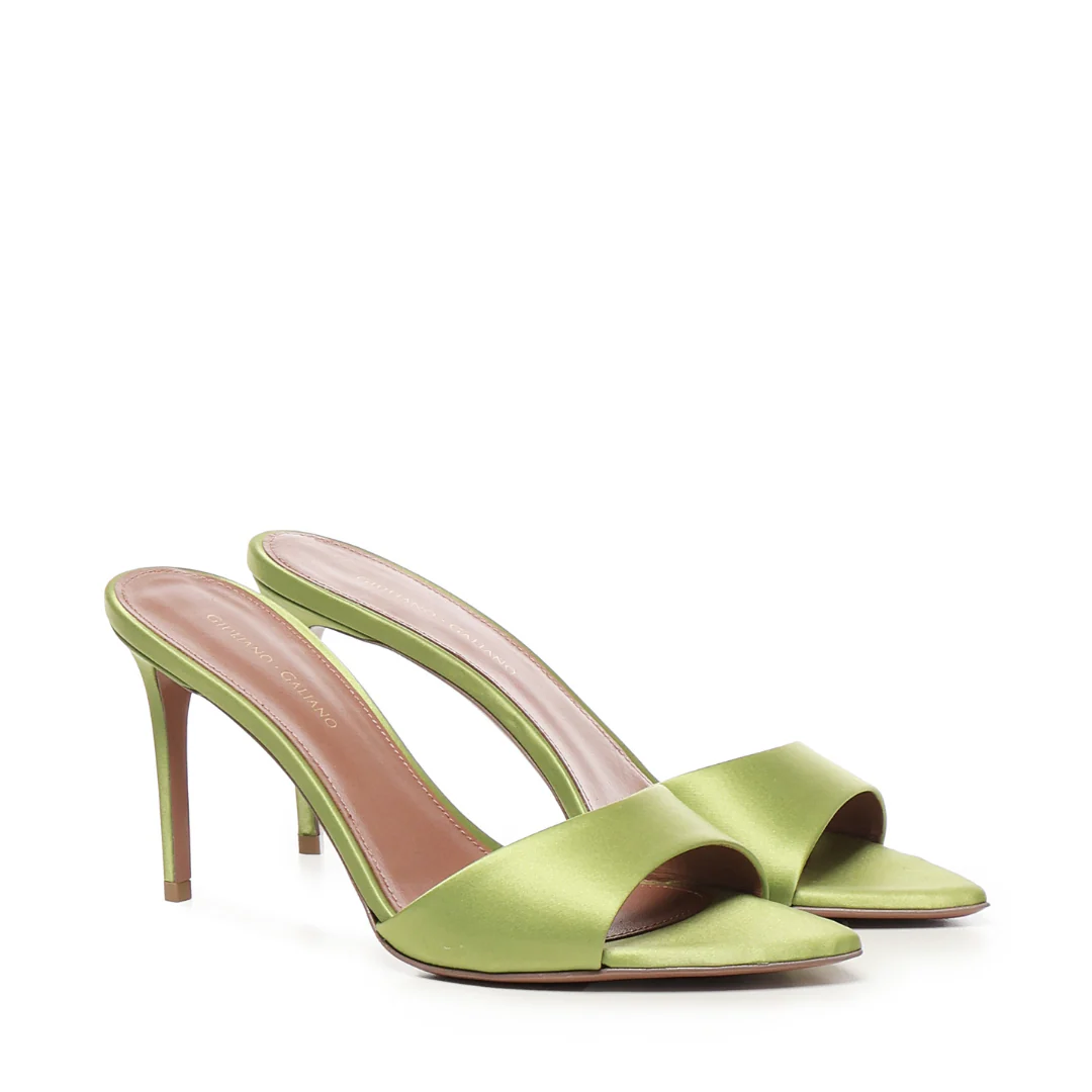 Alixia Sandal | In satin | Lime