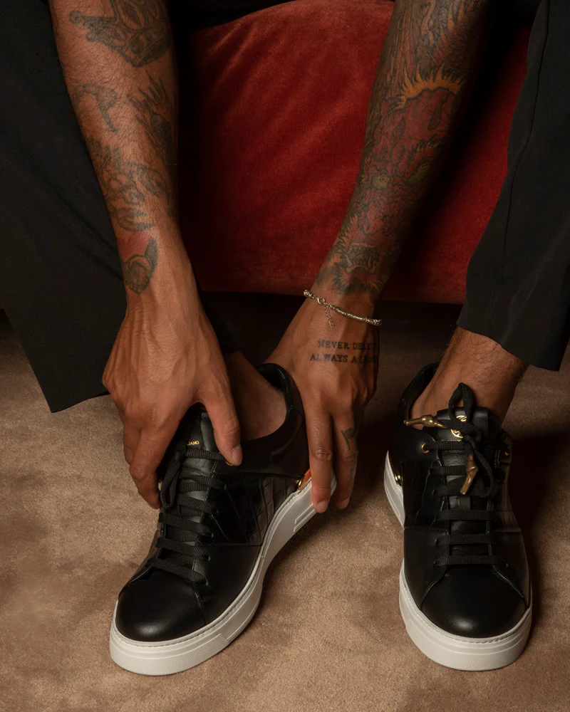 King1 Sneakers | Black | Croc Design |