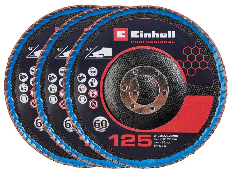 3x 125mm Flap Discs Curved