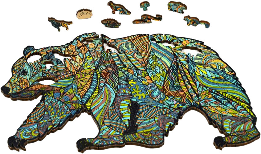 Outside Inside Grizzly Bear Wood Puzzle