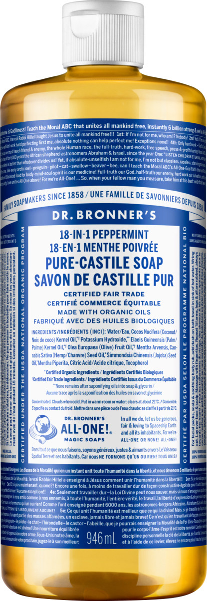 Dr. Bronner's Pure-Castile Peppermint Liquid Soap 946ml
