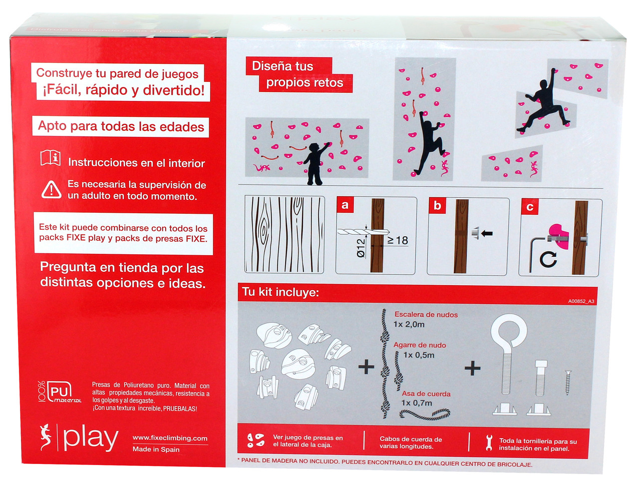 Fixe Play Kids Climbing Wall Kit - Children to Youths