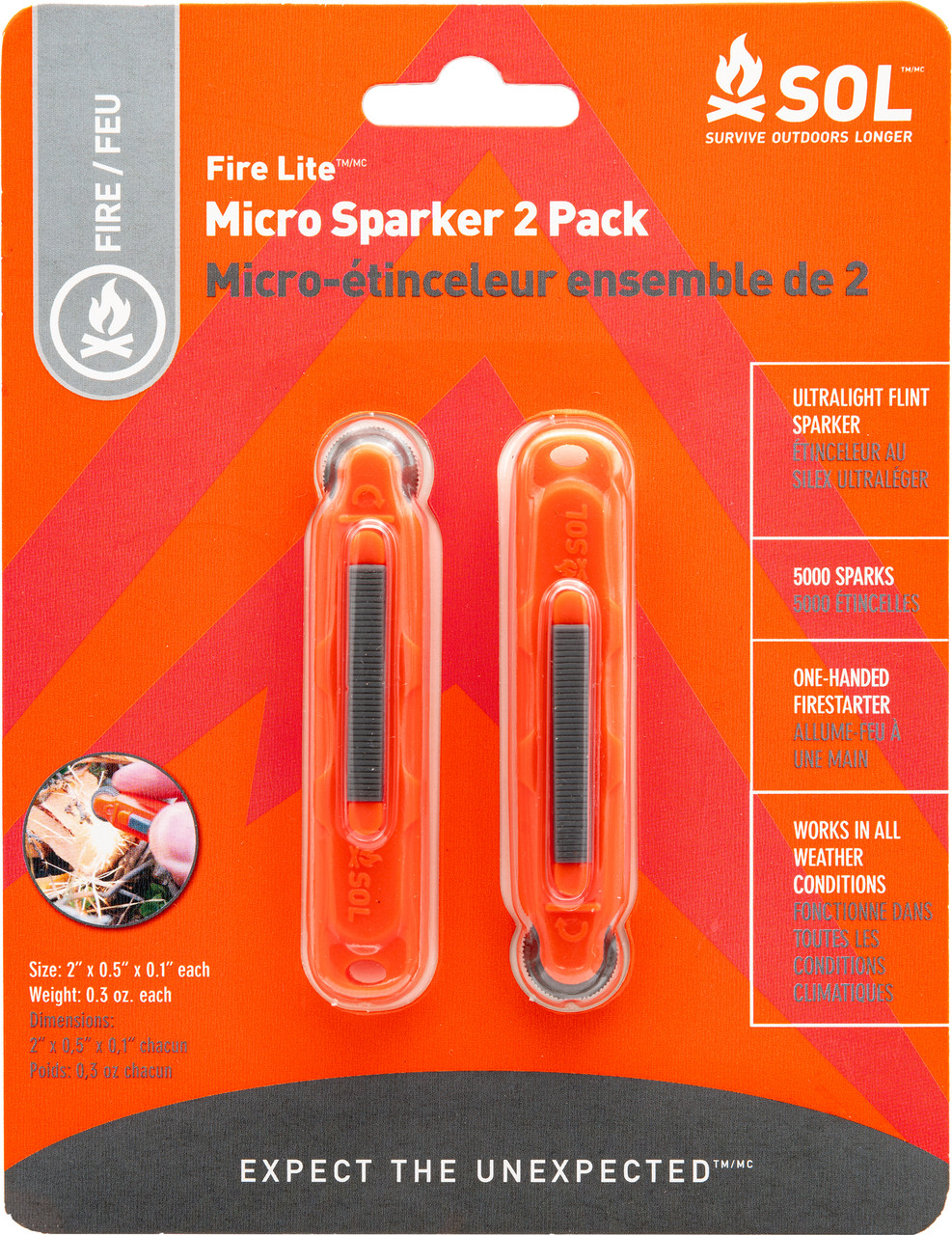 Survive Outdoors Longer Fire Lite Micro Sparker 2-Pack