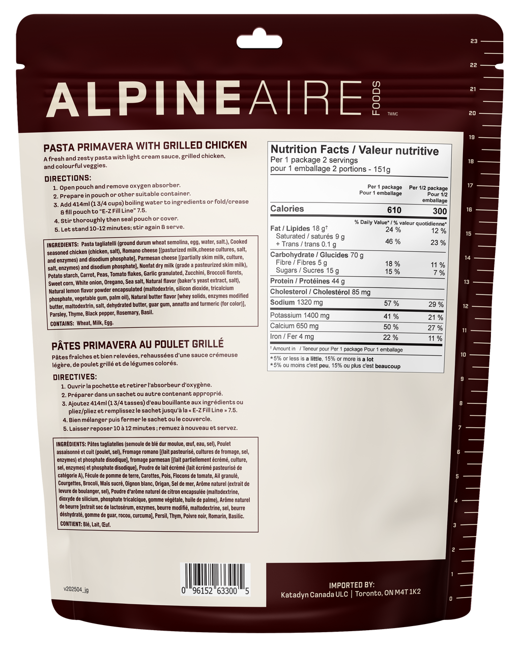 AlpineAire Pasta Primavera With Grilled Chicken