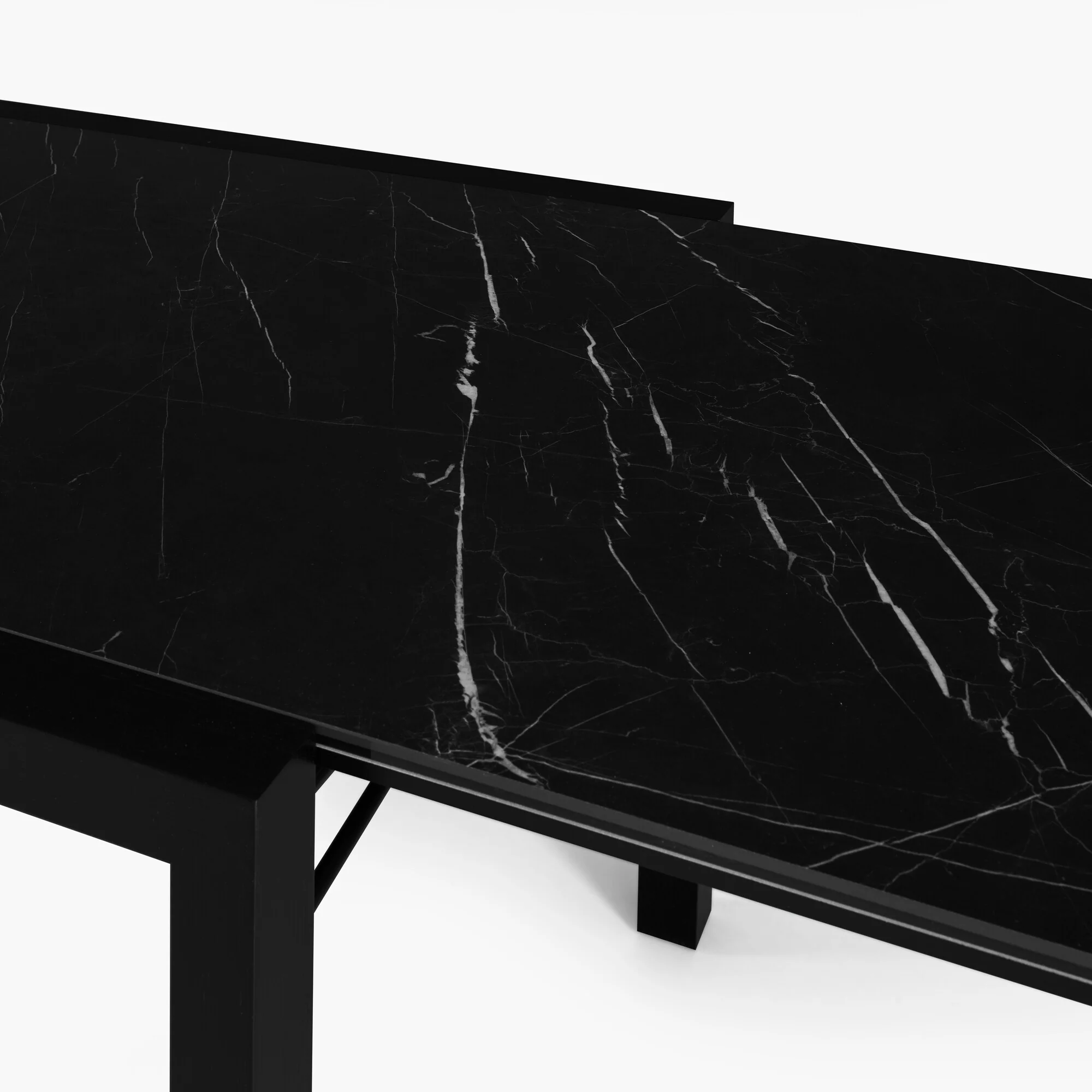 Extensia Dining Table Marquinia Ceramic Stoneware Top Base In Black Stained Ash