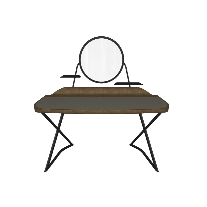 COCOON TROUSSE Leather Desk with Mirror Frame