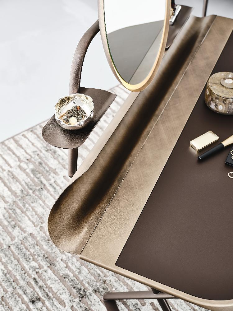 COCOON TROUSSE Leather Desk with Mirror Frame