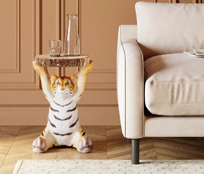 Side Table Animal Tiger Ø33cm