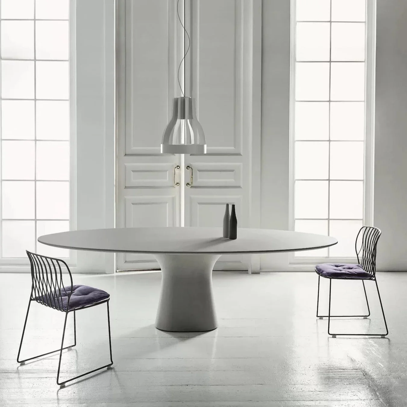 Podium Elliptical Marble/Concrete Table