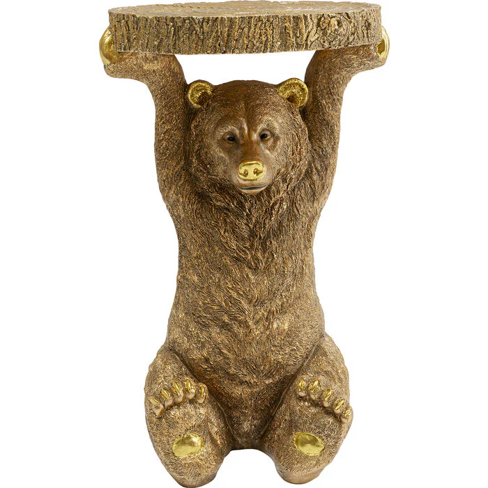Side Table Animal Bear Gold 35x34cm