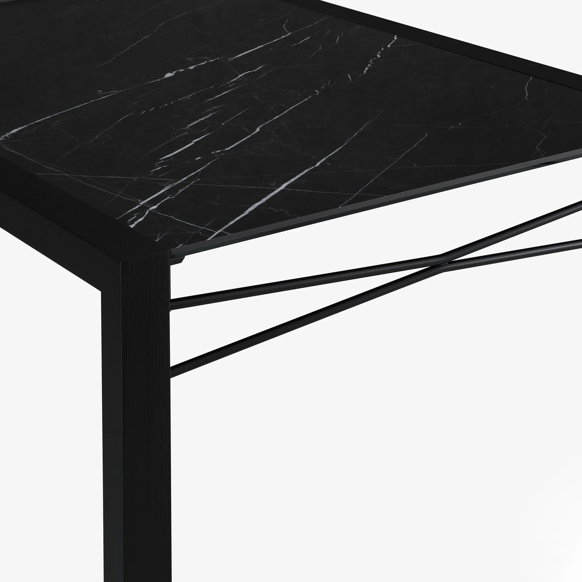 Extensia Dining Table Marquinia Ceramic Stoneware Top Base In Black Stained Ash