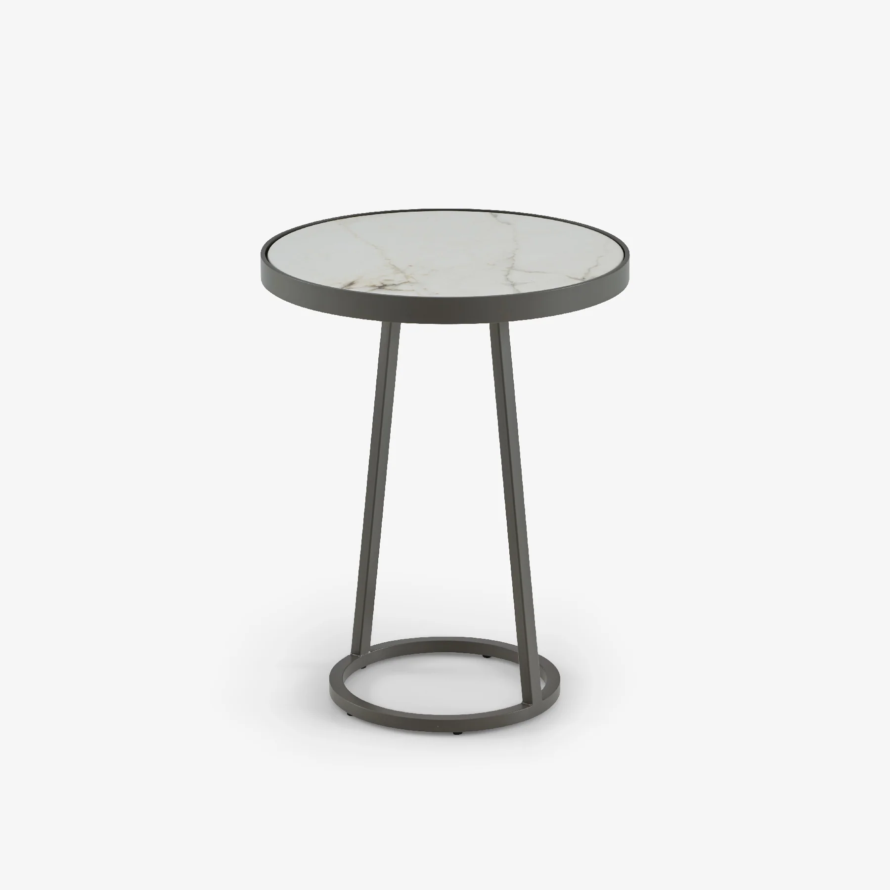 Circles Pedestal Table - Outdoor Top In White Marble-Effect Ceramic Stoneware Small