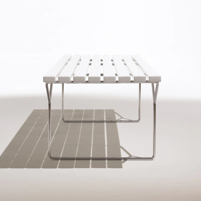 Bertoia Bench with White Acrylic Stone Slats