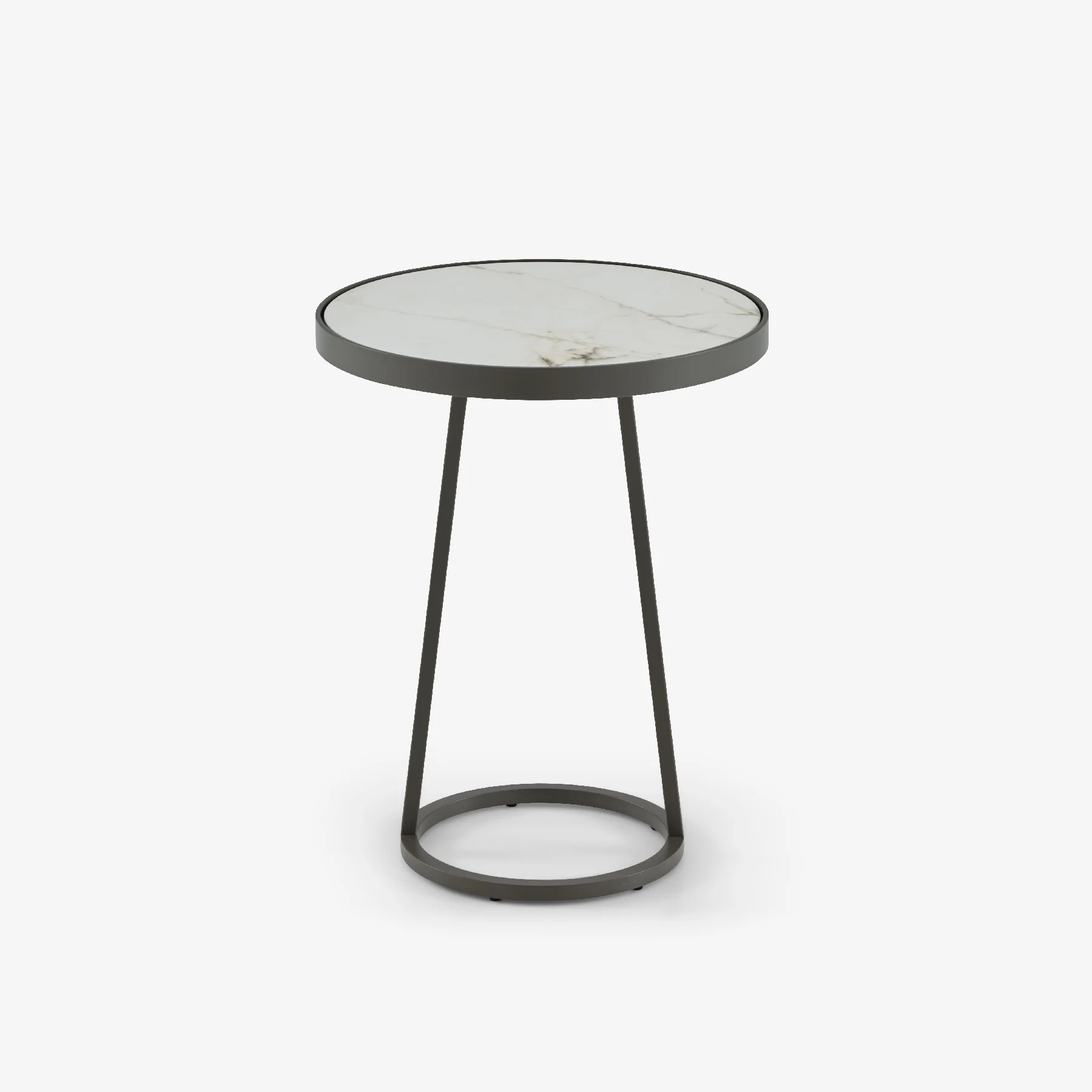 Circles Pedestal Table - Outdoor Top In White Marble-Effect Ceramic Stoneware Small