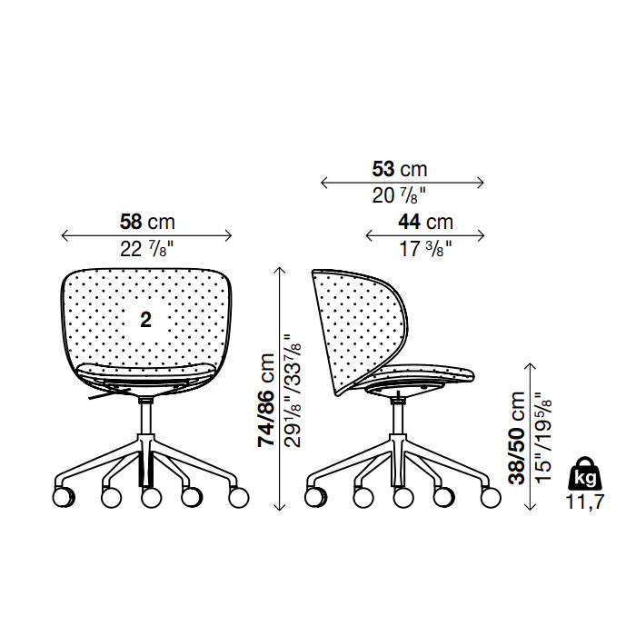 DUA 5 Spoke Base with Castors Chair - Backrest 2