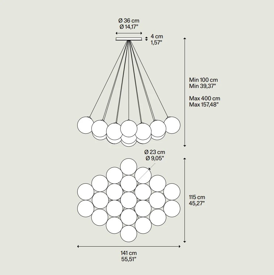 Random Cloud 23 Lights Ø23 Suspension Lamp